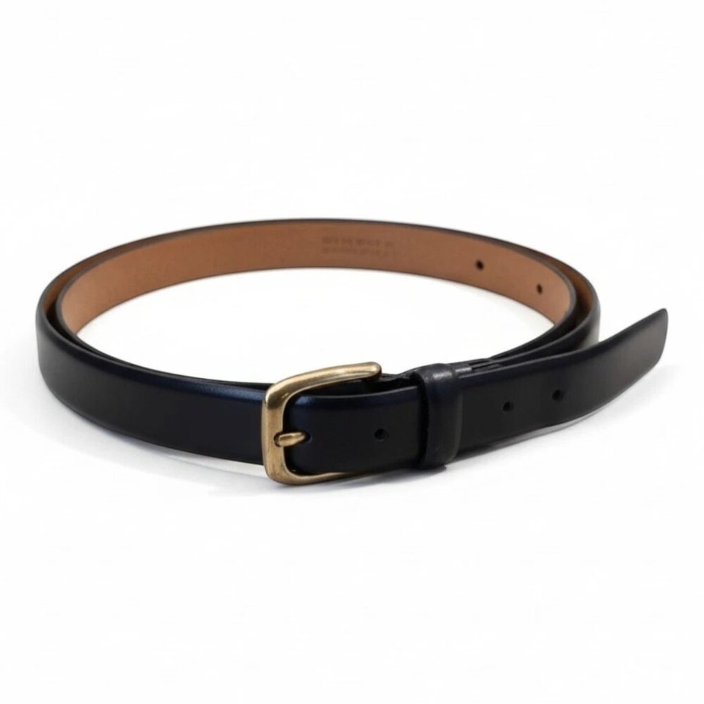 Bruno Magli Italian Leather Belt Black Gold Solid Brass Buckle Size 40 Italy 90s